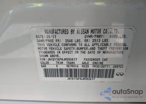 2018 Infiniti Q50 3.0T Luxe from USA, damaged, VIN JN1EV7AP8JM350677